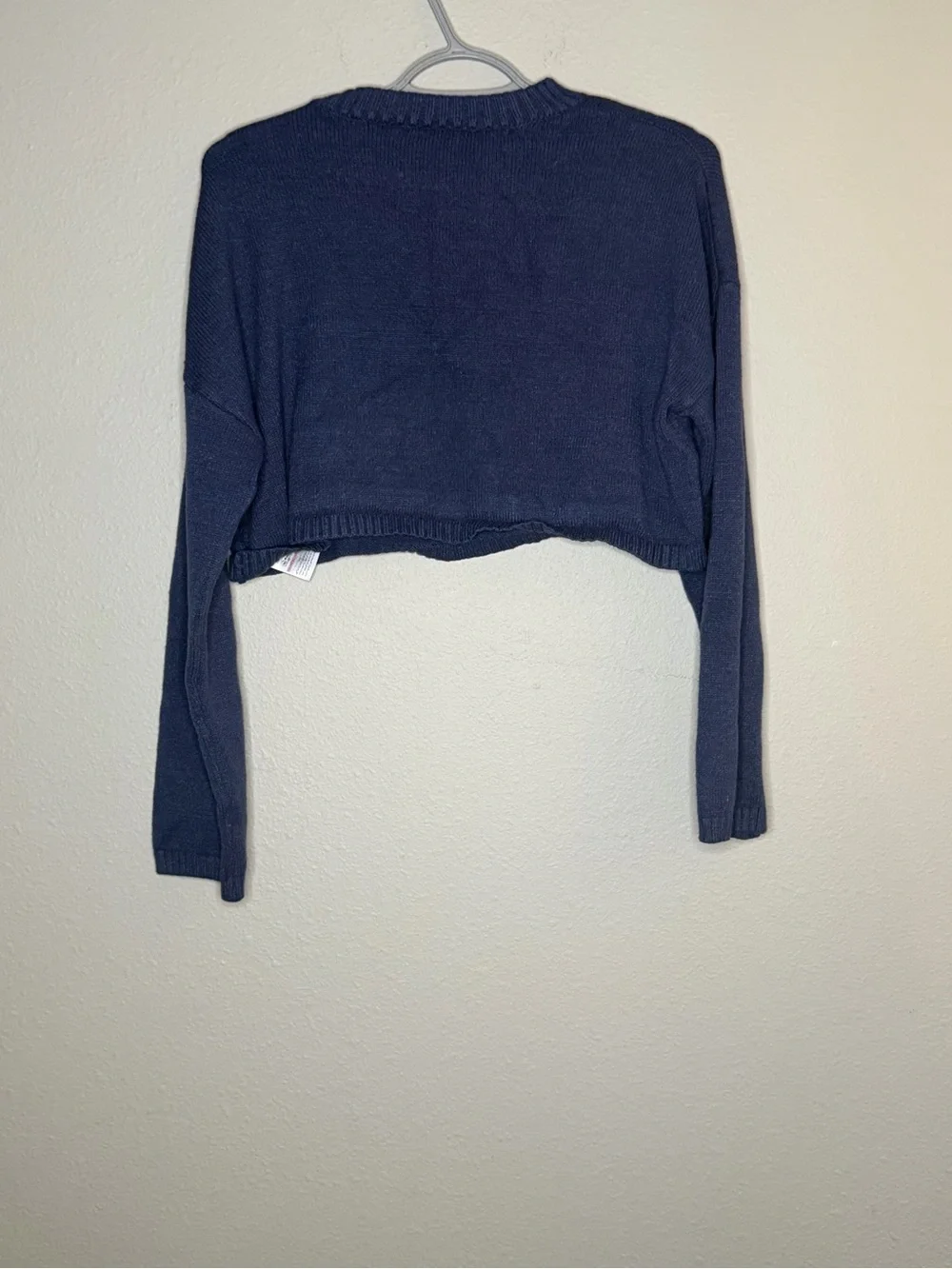 Edikted Womens Sweater Graphic Bow Cropped Navy Blue XS/S